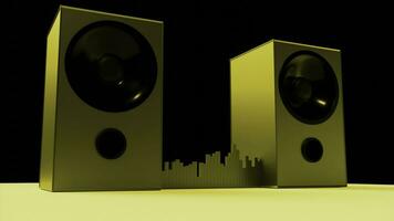 3d música caixas de som com equalizador. Projeto. 3d caixas de som com musical batida e listras. música equipamento e equalizador foto