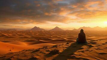 ai gerado nômade deserto estilo de vida fundo foto