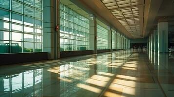 ai gerado esvaziar aeroporto interior Visão foto