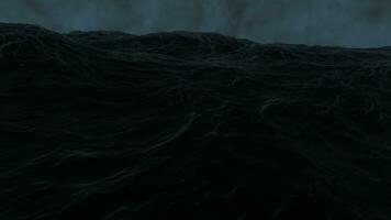 abstrato tempestade e Sombrio assustador gigante onda revelador uma Tubarão embaixo da agua. Projeto. assustador noite tempestade dentro a mar. foto