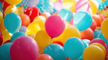 ai gerado vibrante balões preencher a ar, criando uma festivo e feliz atmosfera com cópia de espaço foto