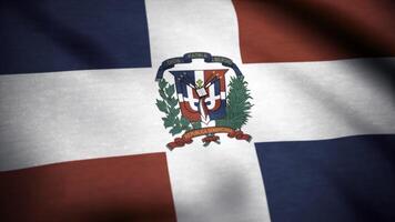 dominicano república bandeira. bandeira do a dominicano república acenando às vento foto