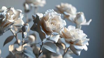 ai gerado 3d flor brotos semelhante a branco rosas foto