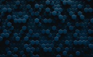 Ilustração 3D. fundo abstrato hexagonal geométrico escuro. conceito futurista e de tecnologia. foto