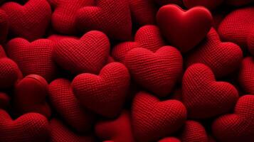 ai gerado texturizado vermelho corações em uma Sombrio fundo simbolizando amor foto