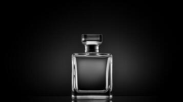 ai gerado minimalista Preto perfume garrafa em Sombrio fundo, adequado para luxo branding e publicidade foto