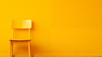 ai gerado minimalista amarelo cadeira contra avião parede, interior Projeto simplicidade foto