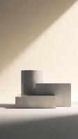 ai gerado sofisticado mármore pedestais para luxo bens exibição dentro minimalista configurações foto