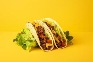 ai gerado tradicional mexicano tacos com carne e legumes generativo ai foto