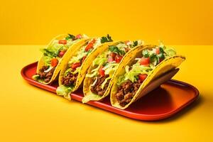 ai gerado tradicional mexicano tacos com carne e legumes generativo ai foto