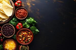 ai gerado completo mexicano Comida composição cópia de espaço conceito generativo ai foto