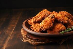 ai gerado delicioso frito frango em prato cópia de espaço conceito generativo ai foto