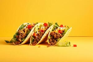 ai gerado tradicional mexicano tacos com carne e legumes generativo ai foto