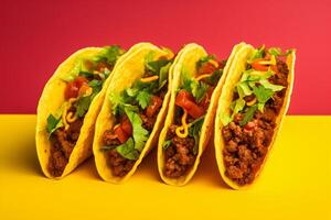 ai gerado tradicional mexicano tacos com carne e legumes generativo ai foto