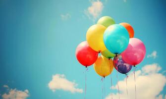 ai gerado multicolorido balões para aniversário e Casamento festas foto