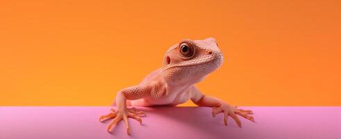 ai gerado uma cenário do uma pequeno lagarto com a laranja fundo foto