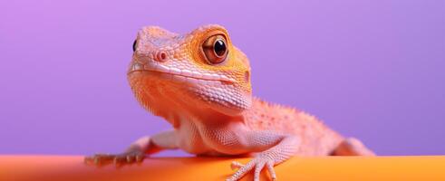 ai gerado uma cenário do uma pequeno lagarto com a laranja fundo foto