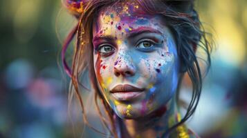 ai gerado holi pintado menina foto