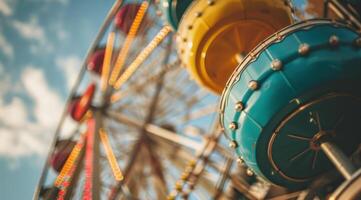 ai gerado uma ferris roda às a diversão parque foto