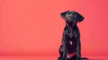 ai gerado minimalista vívido propaganda fundo com fofa cachorro e cópia de espaço foto