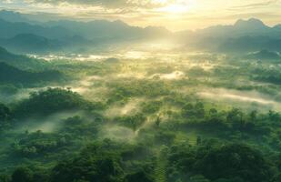 ai gerado canela nascer do sol sobre verde vales foto