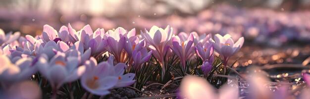 ai gerado açafrão flores estão florescendo para a terra foto