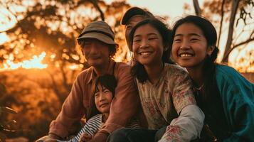 ai gerado família sorridente para família sorrisos foto