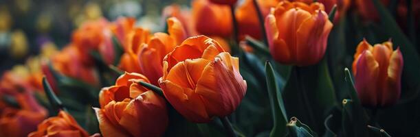 ai gerado laranja tulipas em fundo foto