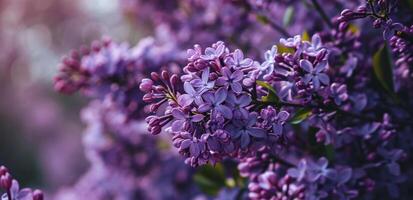 ai gerado lila roxa flores dentro a primavera foto