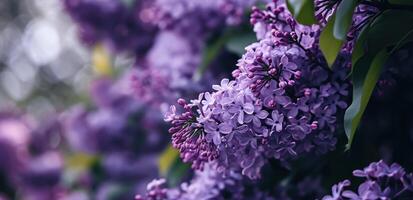 ai gerado lila roxa flores dentro a primavera foto