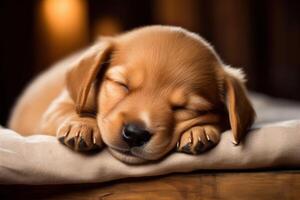 ai gerado encantador cachorro dorme pacificamente foto
