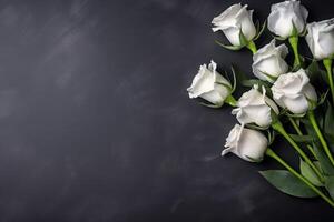 ai gerado lisianthus flores em uma Sombrio fundo velório floral arranjos foto