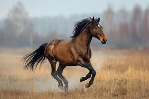 ai gerado realçar a movimento e beleza do uma galopando cavalo corrida livremente foto