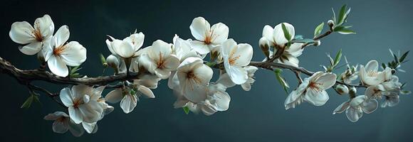 ai gerado branco flores arranjado em uma ramo foto