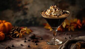 ai gerado a martini tem chocolate açoitado creme a partir de dentro foto