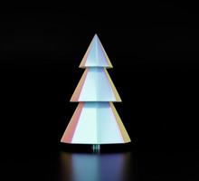 árvore holográfica de feliz Natal e feliz ano novo. design moderno holográfico de natal com pinheiro de natal para cartão de felicitações, banner, cartaz ou pôster foto