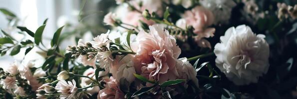 ai gerado flores dentro uma ramalhete com verde folhas foto