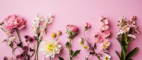 ai gerado flor fronteira em Rosa fundo foto