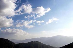 foto panorâmica de uma bela paisagem de nuvens contra o céu azul