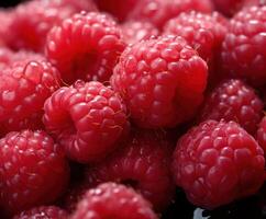 ai gerado fechar acima foto do vermelho framboesas e branco framboesas,