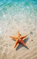 ai gerado estrelas do mar em a oceano dentro papel de parede, foto