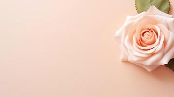 ai gerado rosa flor em pastel fundo com cópia de espaço foto