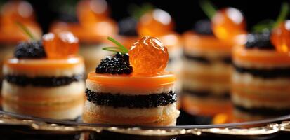ai gerado caviar em toque às com caviar em uma lado, foto