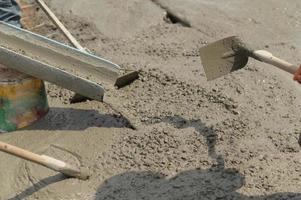 trabalho de concreto para construção. foto