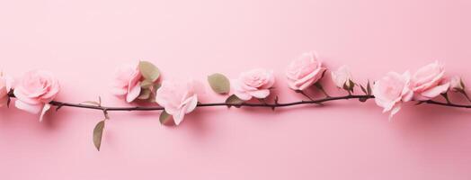 ai gerado Rosa rosas estão em uma Rosa fundo foto