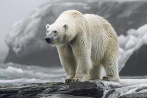 ai gerado polar Urso dentro a ártico habitat generativo ai foto