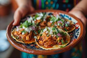 ai gerado fresco festa uma colorida mexicano receita com negrito sabores foto