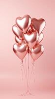 ai gerado coração em forma ar balões isolado em Rosa pastel fundo dentro uma amor namorados conceito foto