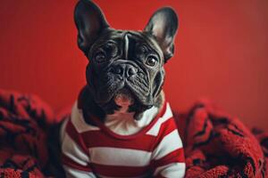 ai gerado buldogue equipe espírito francês frenchie pedras a jérsei foto