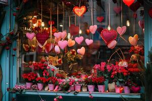 ai gerado amor dentro flor dia dos namorados dia fazer compras janela mostruário foto